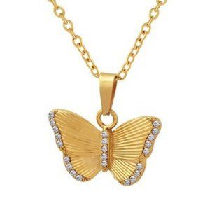 18K GOLD PLATED STAINLESS STEEL "BUTTERFLY" NECKLACE, INTENSITY